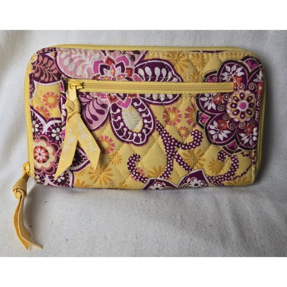 Vera Bradley Handbags - Vera Bradley Bali Gold 8" x 5" Wristlet Folding Wallet Zip Around
